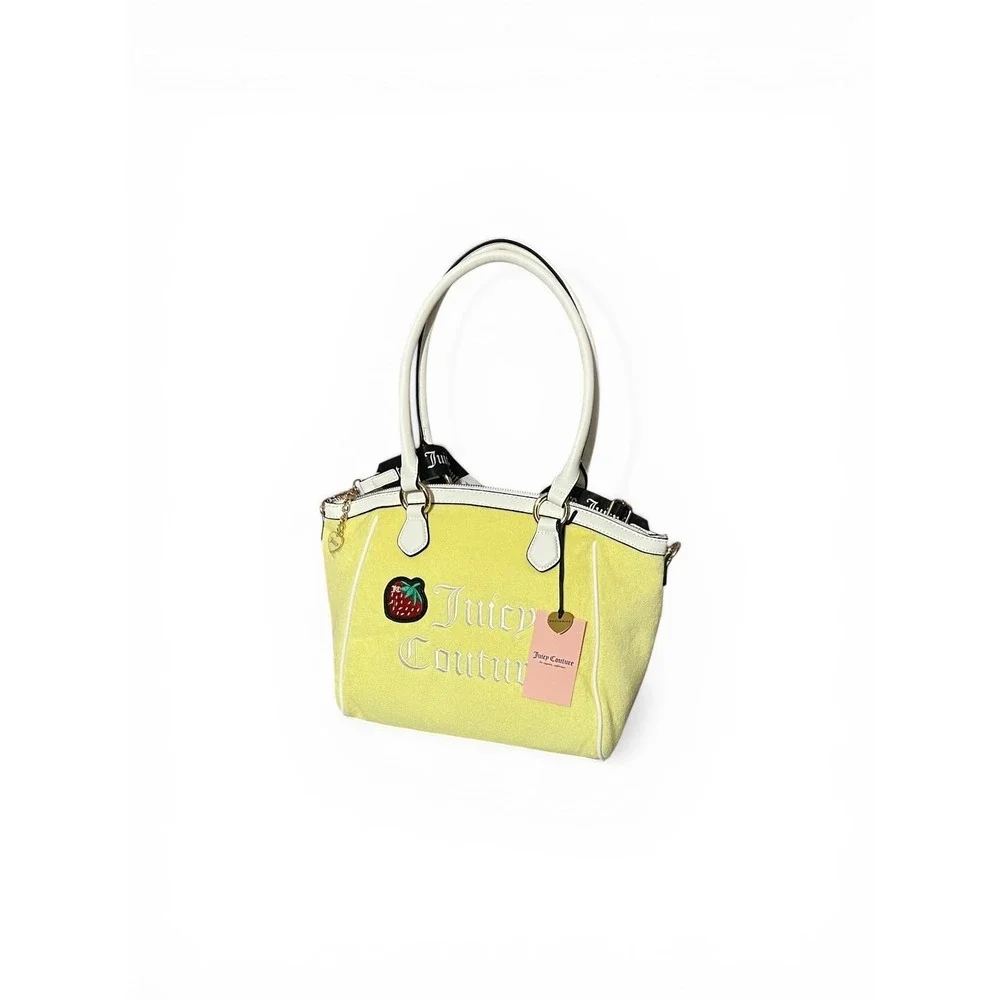 Juicy Couture Velour Tote Bag‎ Womens Yellow New Strawberry Y2K Aesthetic